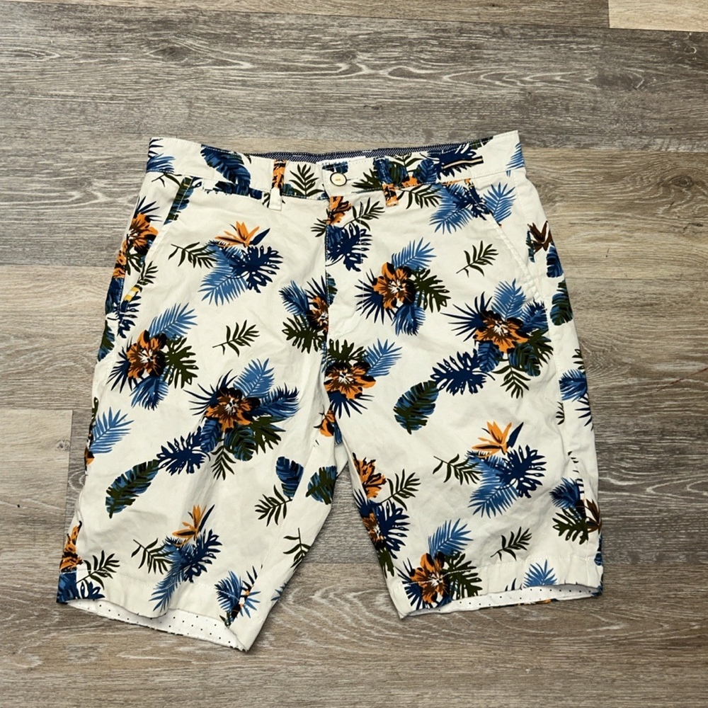 DENIM & FLOWER RICKY SINGH Men’s Power Stretch Shorts Size 30 Tropical Flowers